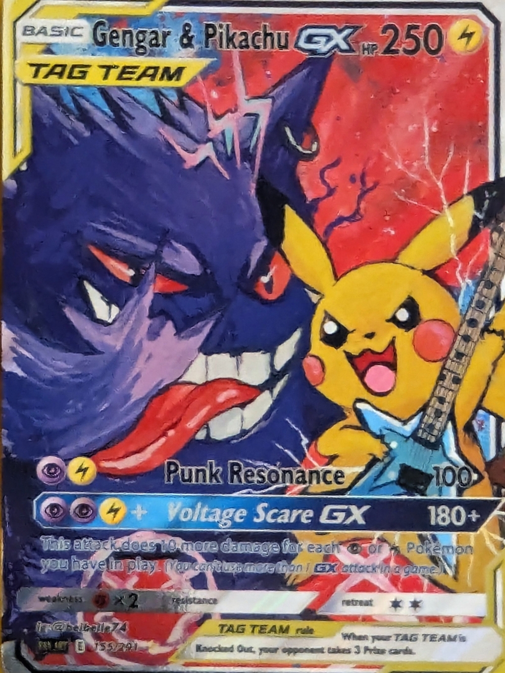 Custom Fan Art Gengar & Pikachu GX Tag Team Card